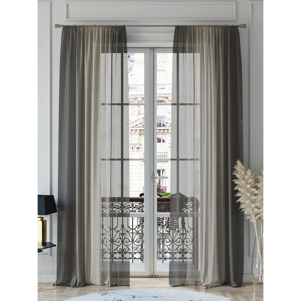 Фото 2 Тюль на ленте вуаль At Home Кимиконс 150x260 см цвет серебристый/серый/черный AA542186 Фото 2 Тюль на ленте вуаль At Home Кимиконс 150x260 см цвет серебристый/серый/черный AA542186