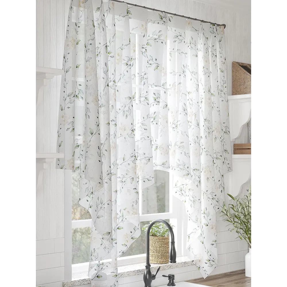 Фото 4 Тюль на ленте вуаль At Home Венвирс 200x145 см цвет бежевый/зеленый AA534022 Фото 4 Тюль на ленте вуаль At Home Венвирс 200x145 см цвет бежевый/зеленый AA534022