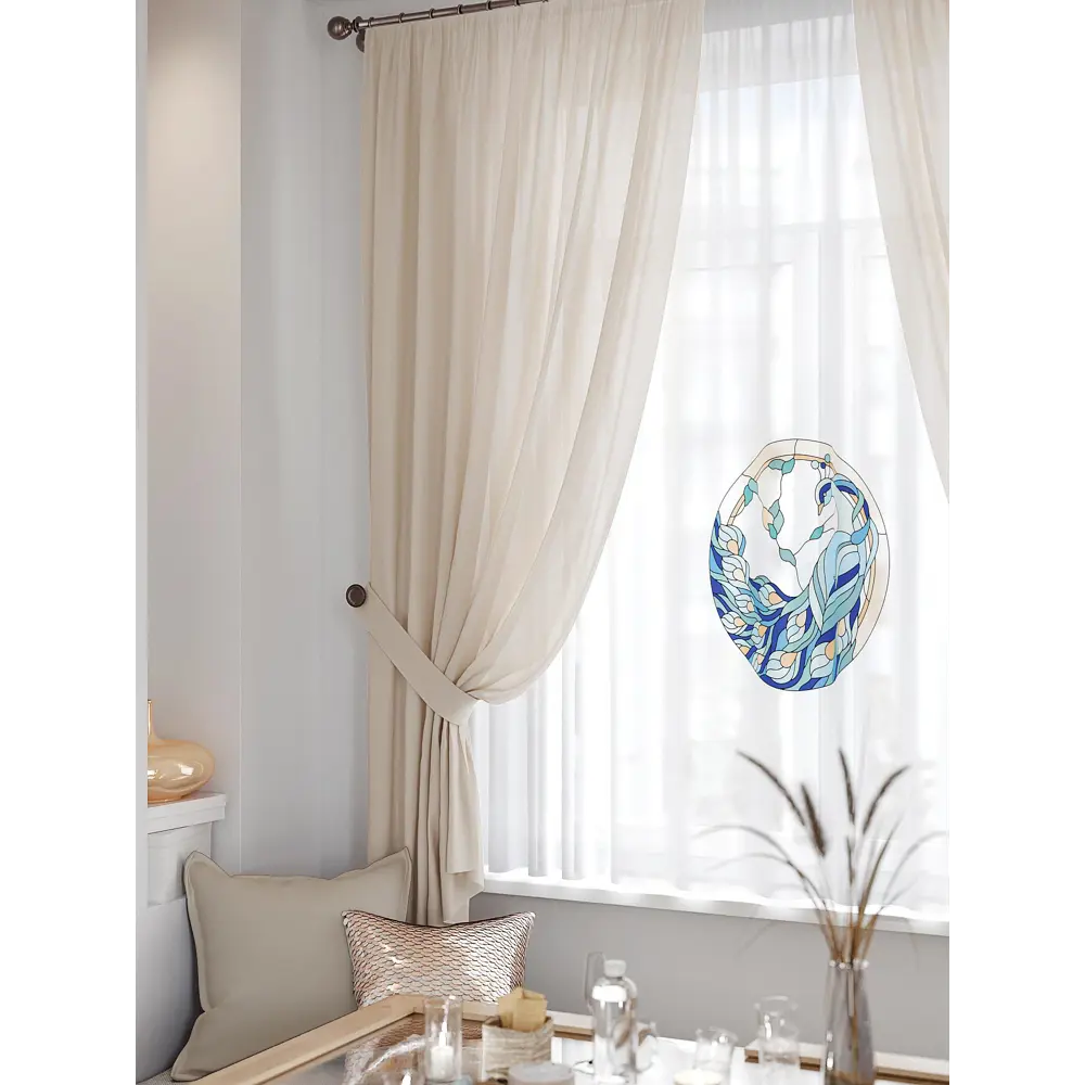 Фото 2 Тюль на ленте вуаль Helga Лименрит 300x180 см цвет бирюзовый HH550237