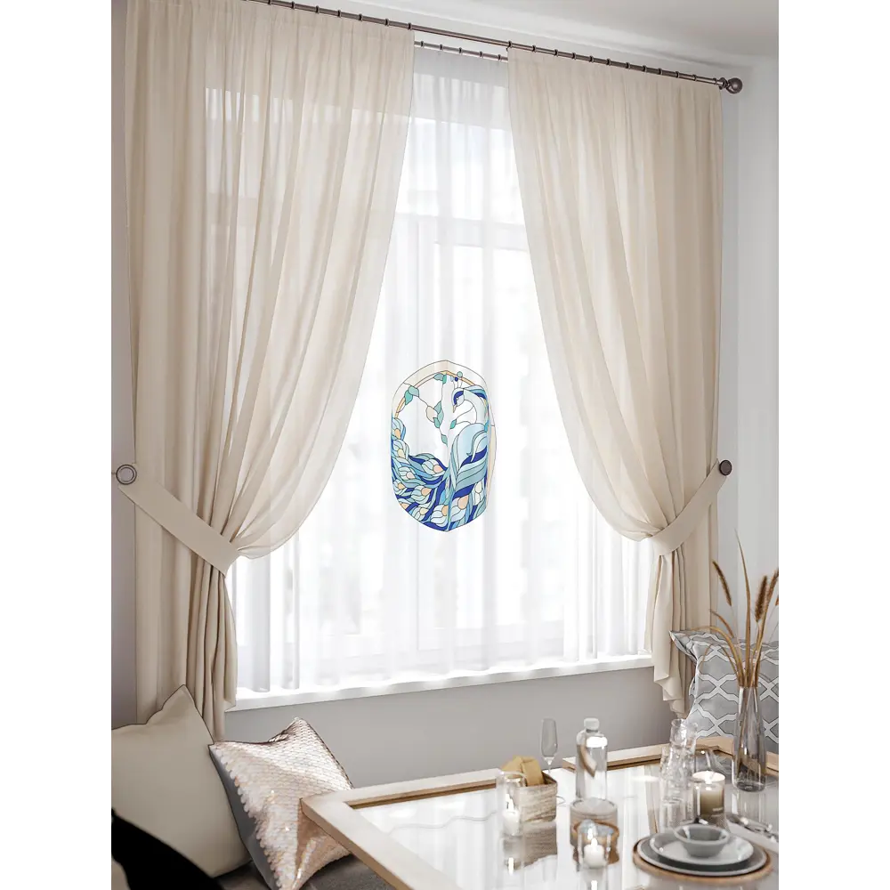 Фото 3 Тюль на ленте вуаль Helga Лименрит 300x180 см цвет бирюзовый HH550237