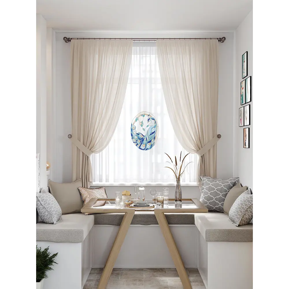 Фото Тюль на ленте вуаль Helga Лименрит 300x180 см цвет бирюзовый HH550237