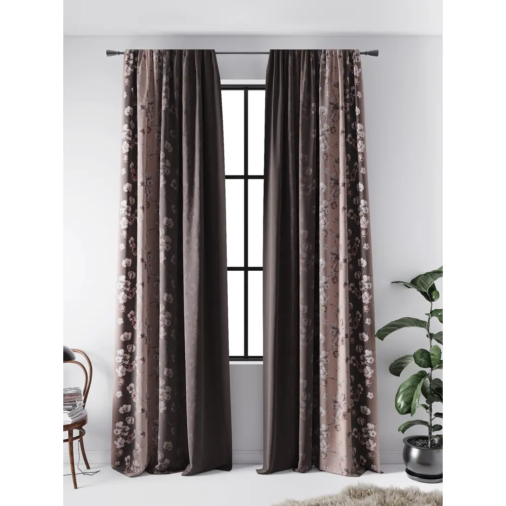 Фото Комплект штор на ленте габардин At Home Хэнвикрас 150x280 см цвет коричневый AA543032 Фото Комплект штор на ленте габардин At Home Хэнвикрас 150x280 см цвет коричневый AA543032