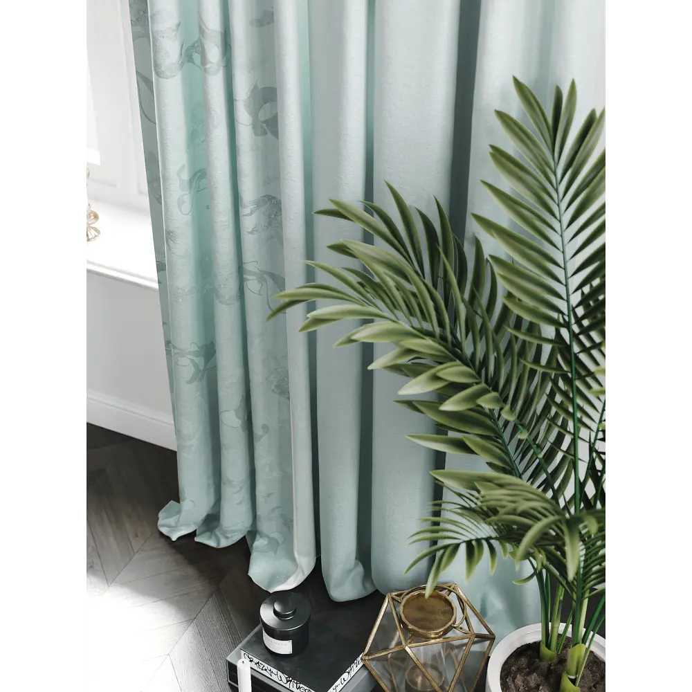 Фото 3 Комплект штор на ленте габардин At Home Линосис 150x250 см цвет бирюзовый AA545061 Фото 3 Комплект штор на ленте габардин At Home Линосис 150x250 см цвет бирюзовый AA545061