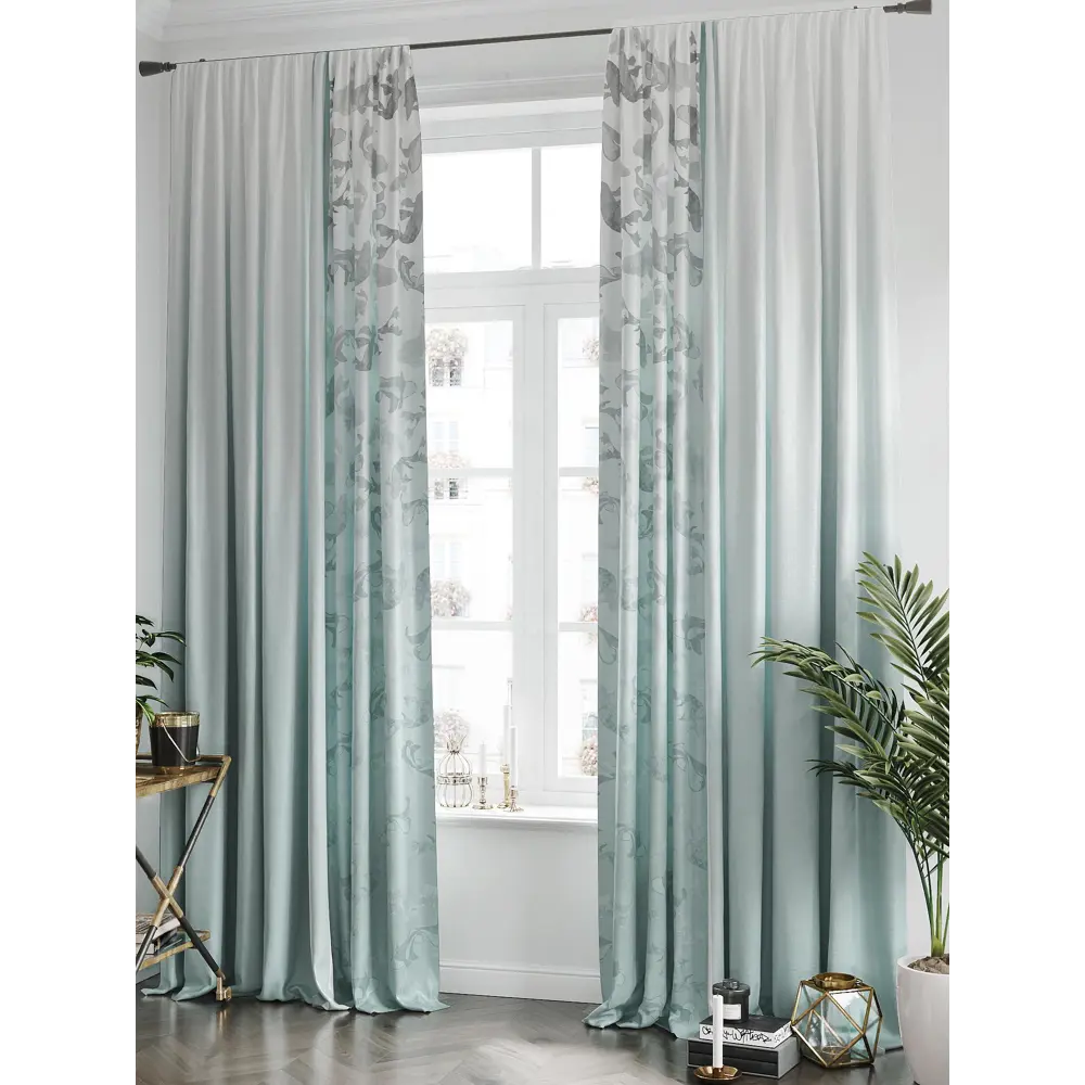 Фото Комплект штор на ленте габардин At Home Линосис 150x250 см цвет бирюзовый AA545061 Фото Комплект штор на ленте габардин At Home Линосис 150x250 см цвет бирюзовый AA545061
