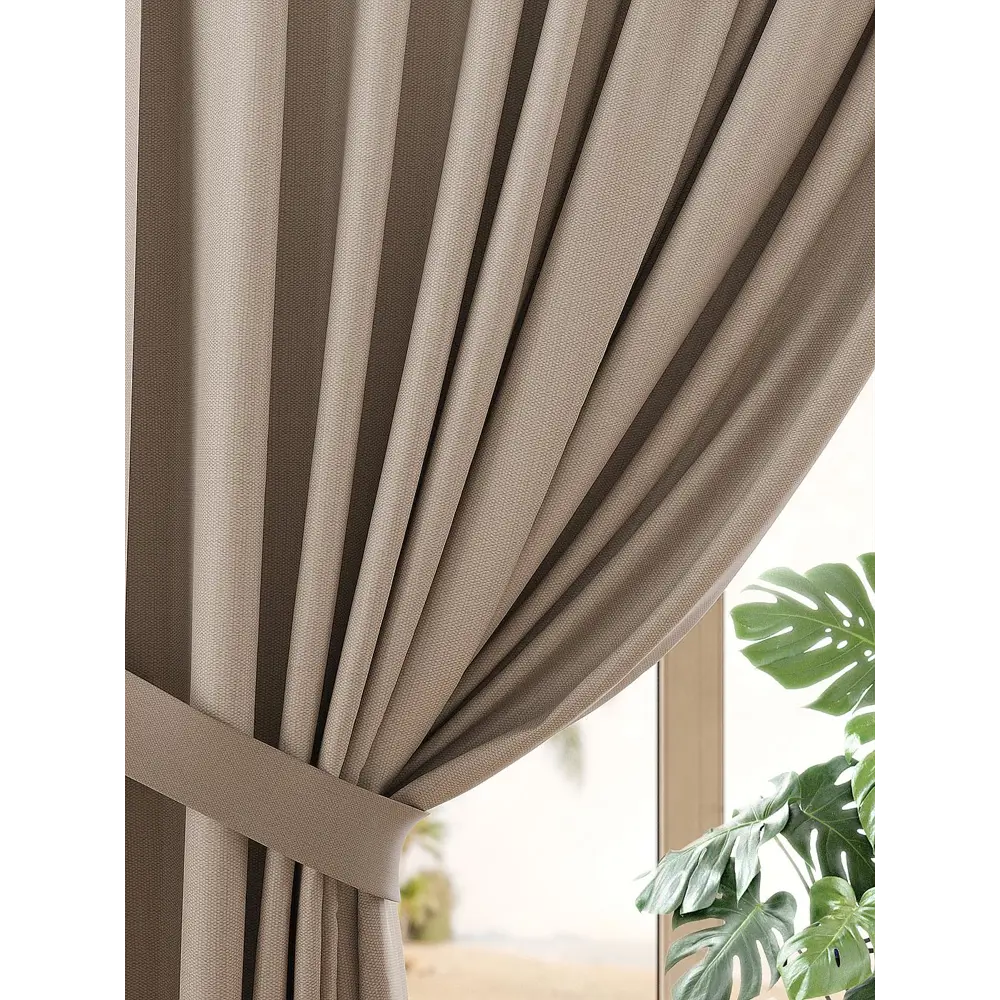 Фото 4 Комплект штор на ленте блэкаут At Home Ровиронс 150x260 см цвет бежевый/коричневый/золотой AA950888-260 Фото 4 Комплект штор на ленте блэкаут At Home Ровиронс 150x260 см цвет бежевый/коричневый/золотой AA950888-260