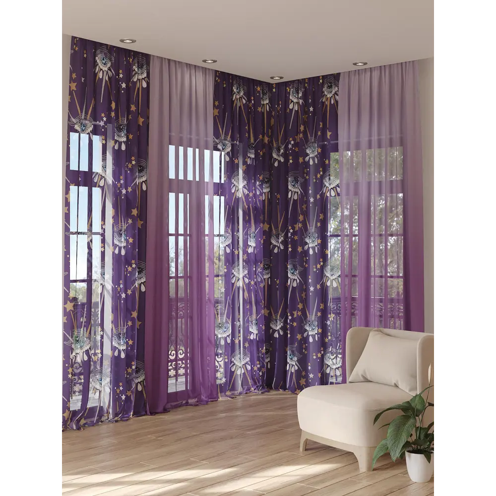 Фото 3 Тюль на ленте вуаль At Home Колтерс 150x280 см цвет серый AA974261