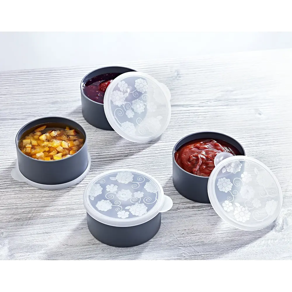 Фото 3 Набор пищевых контейнеров 4 шт Emhouse EP-251 с крышкой из силикона 0.2 л пластик цвет прозрачный Фото 3 Набор пищевых контейнеров 4 шт Emhouse EP-251 с крышкой из силикона 0.2 л пластик цвет прозрачный