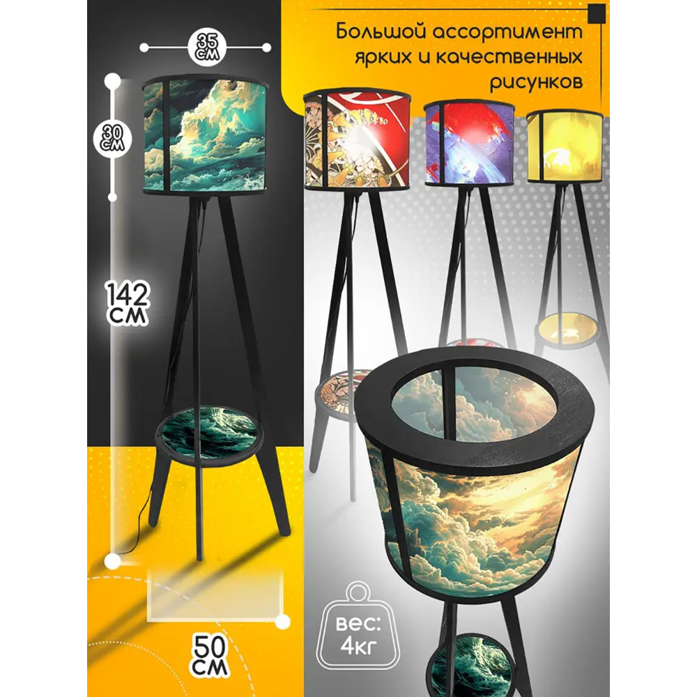 Фото 4 Торшер Бруталити Arthur cylinder искусство масло - 2047 со столиком цвет черный Фото 4 Торшер Бруталити Arthur cylinder искусство масло - 2047 со столиком цвет черный