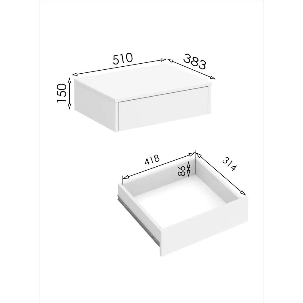 Фото 4 Тумба прикроватная Мебельная фабрика 1+1 51x15x38.3 см 1 ящик ЛДСП цвет белый Фото 4 Тумба прикроватная Мебельная фабрика 1+1 51x15x38.3 см 1 ящик ЛДСП цвет белый