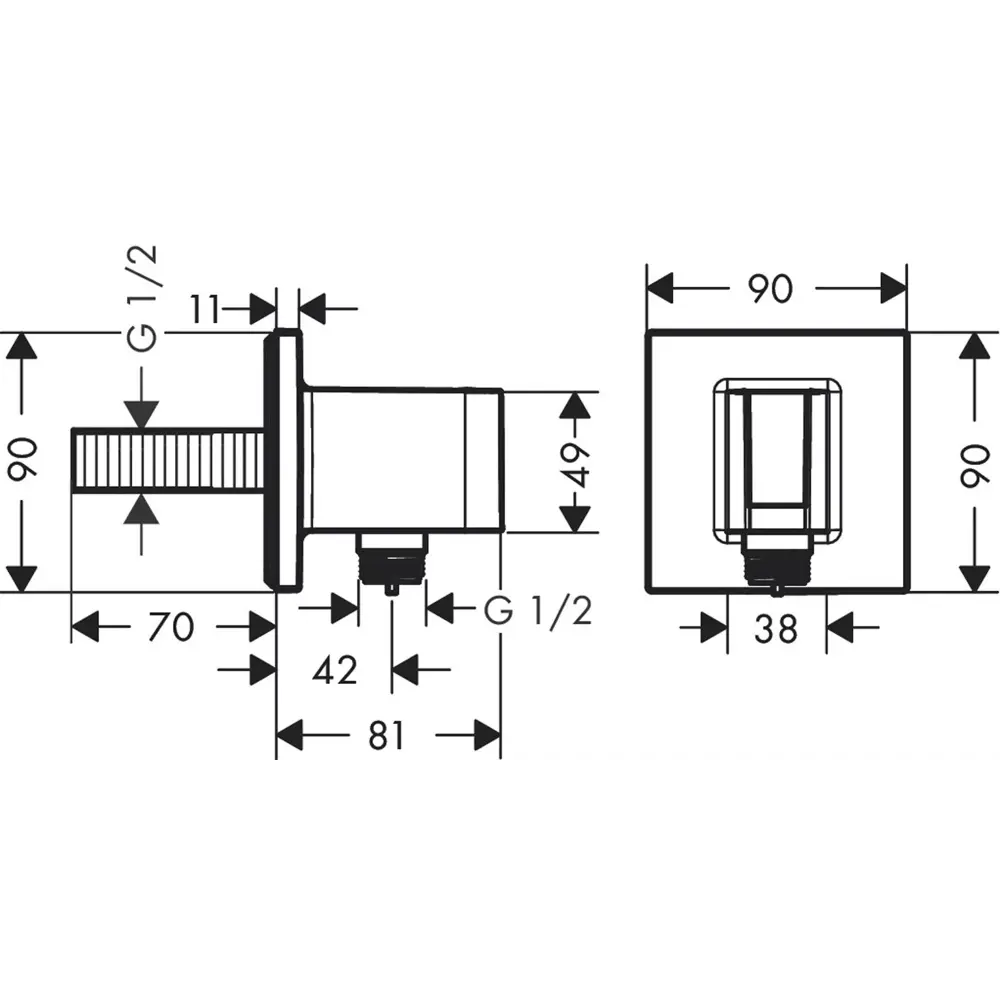 Фото 2 Шланговое подключение с держателем для душа Hansgrohe FixFit E 26889000 хром Фото 2 Шланговое подключение с держателем для душа Hansgrohe FixFit E 26889000 хром