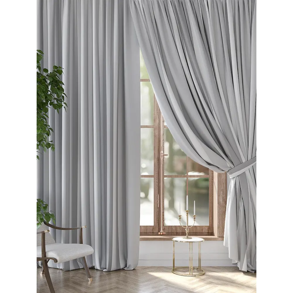 Фото 5 Комплект штор на ленте At Home Ларгис 300x290 см блэкаут цвет серебристый AA964039290 Фото 5 Комплект штор на ленте At Home Ларгис 300x290 см блэкаут цвет серебристый AA964039290