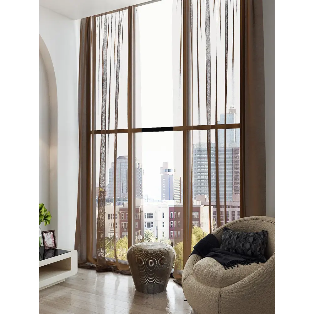 Фото 2 Тюль на ленте At Home Тавия 150x300 см вуаль цвет коричневый AA123473 Фото 2 Тюль на ленте At Home Тавия 150x300 см вуаль цвет коричневый AA123473