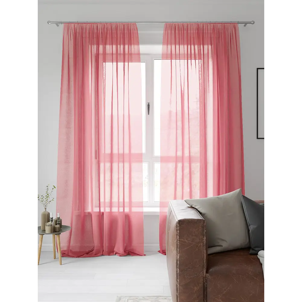 Фото 2 Тюль на ленте At Home Диворио 200x250 см вуаль цвет розовый AA125030