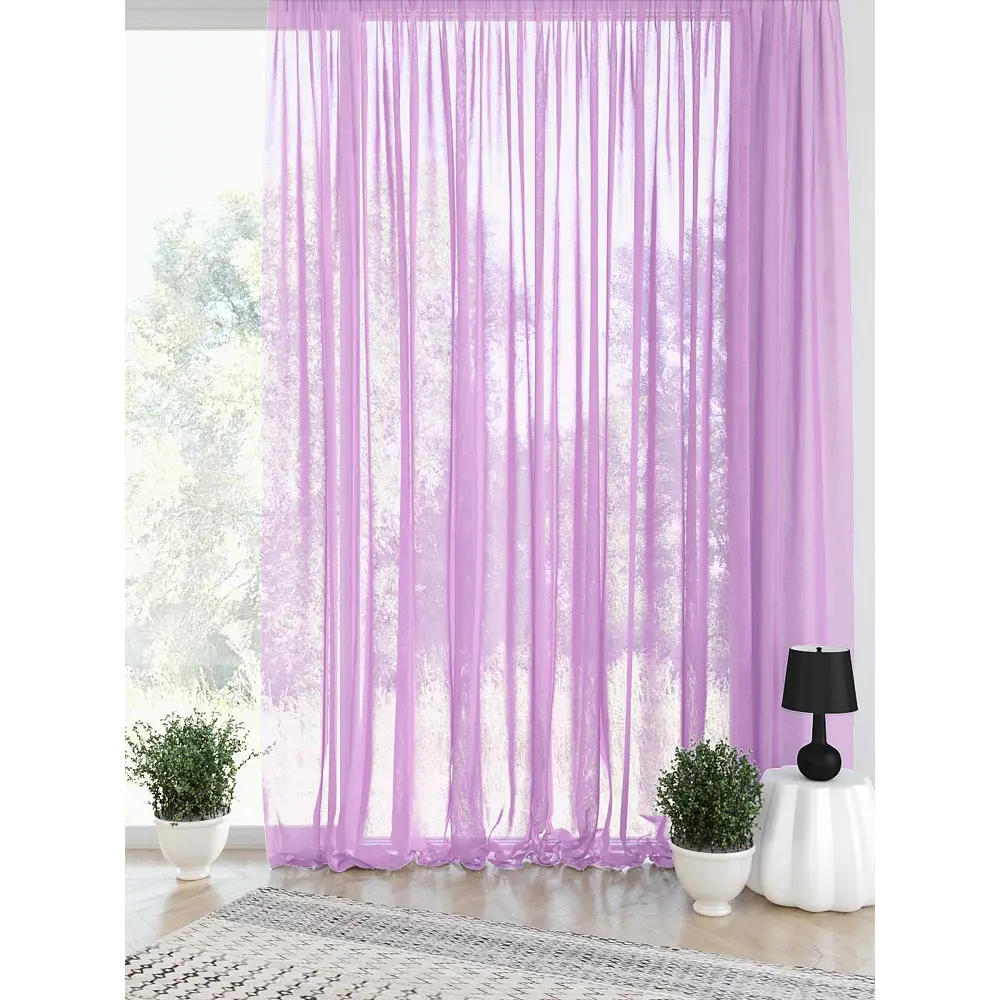 Фото 2 Тюль на ленте At Home Арноли 500x260 см вуаль цвет фиолетовый AA123676