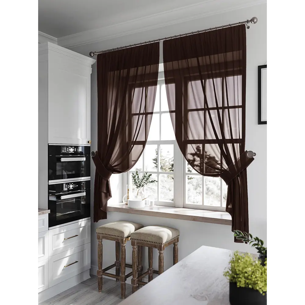 Фото 2 Тюль на ленте At Home Рилка-К 150x170 см вуаль цвет коричневый AA207135