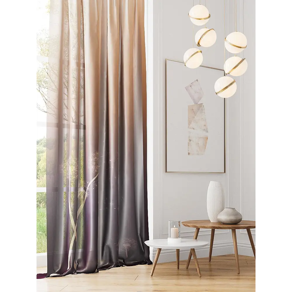 Фото Тюль на ленте At Home Одика 150x280 см вуаль цвет бежевый/фиолетовый AA974010 Фото Тюль на ленте At Home Одика 150x280 см вуаль цвет бежевый/фиолетовый AA974010