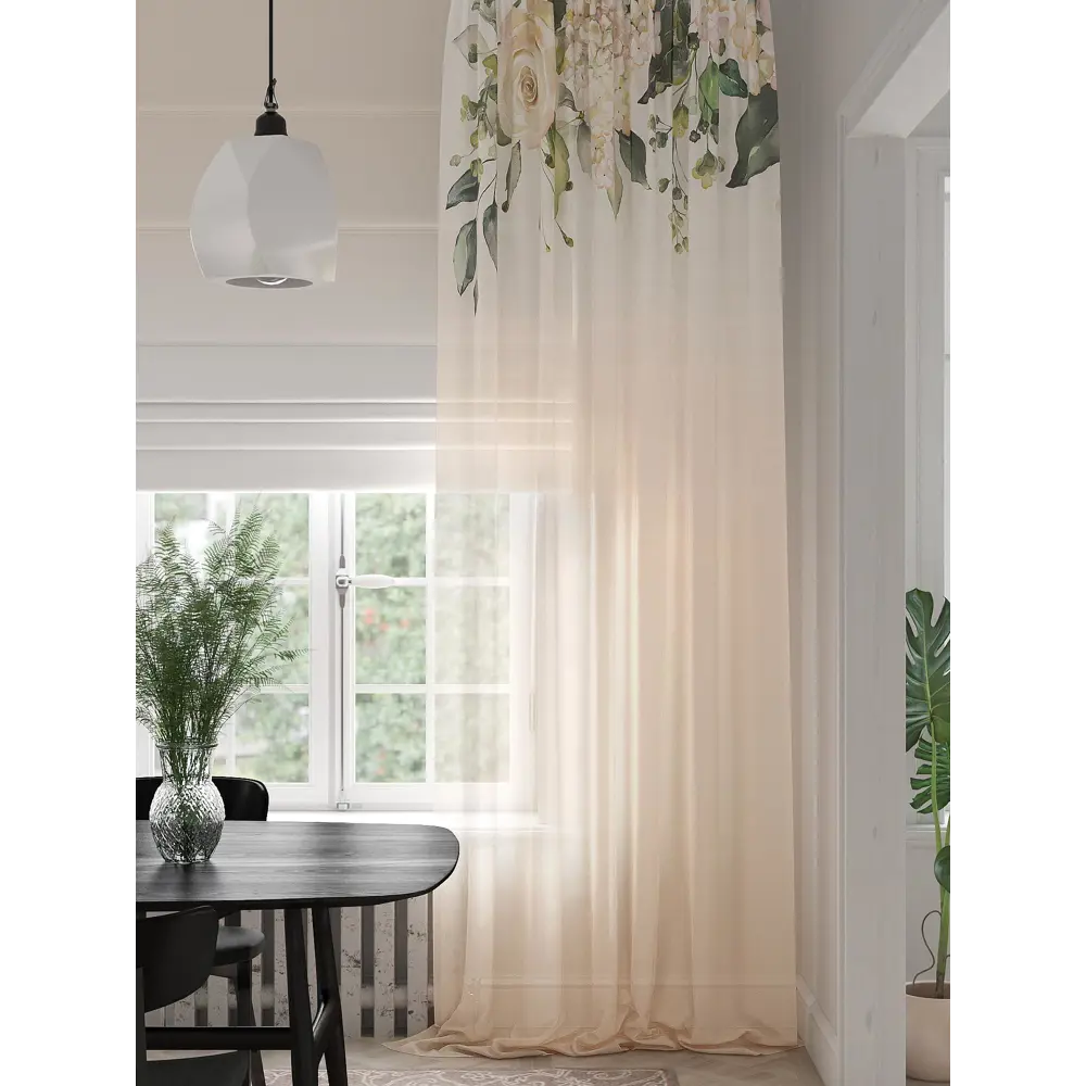 Фото 4 Тюль на ленте At Home Фенморис 150x280 см вуаль цвет белый/зеленый AA974435