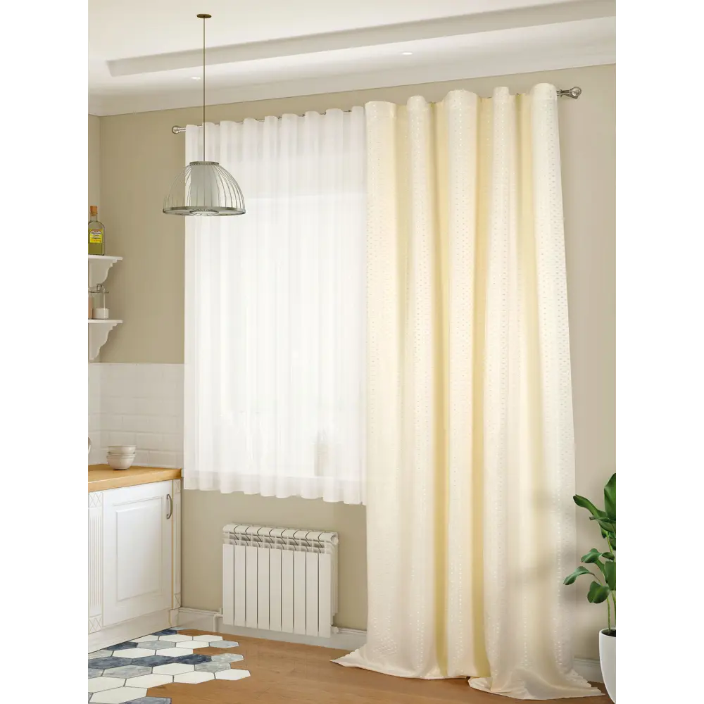 Фото 2 Комплект штор на ленте At Home Лариф 150x270 см вуаль цвет белый AA206934 Фото 2 Комплект штор на ленте At Home Лариф 150x270 см вуаль цвет белый AA206934