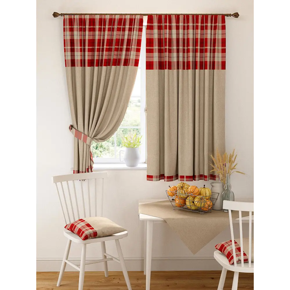 Фото Комплект штор на ленте At Home Кайлини 150x180 см габардин цвет красный AA925085