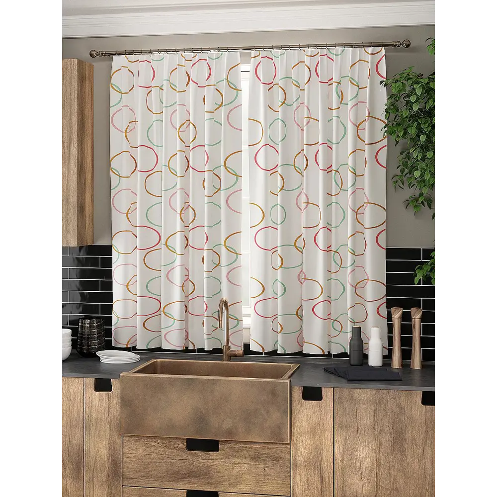 Фото 3 Комплект штор на ленте At Home Криолас 150x180 см габардин цвет желтый/розовый/зеленый AA961036 Фото 3 Комплект штор на ленте At Home Криолас 150x180 см габардин цвет желтый/розовый/зеленый AA961036