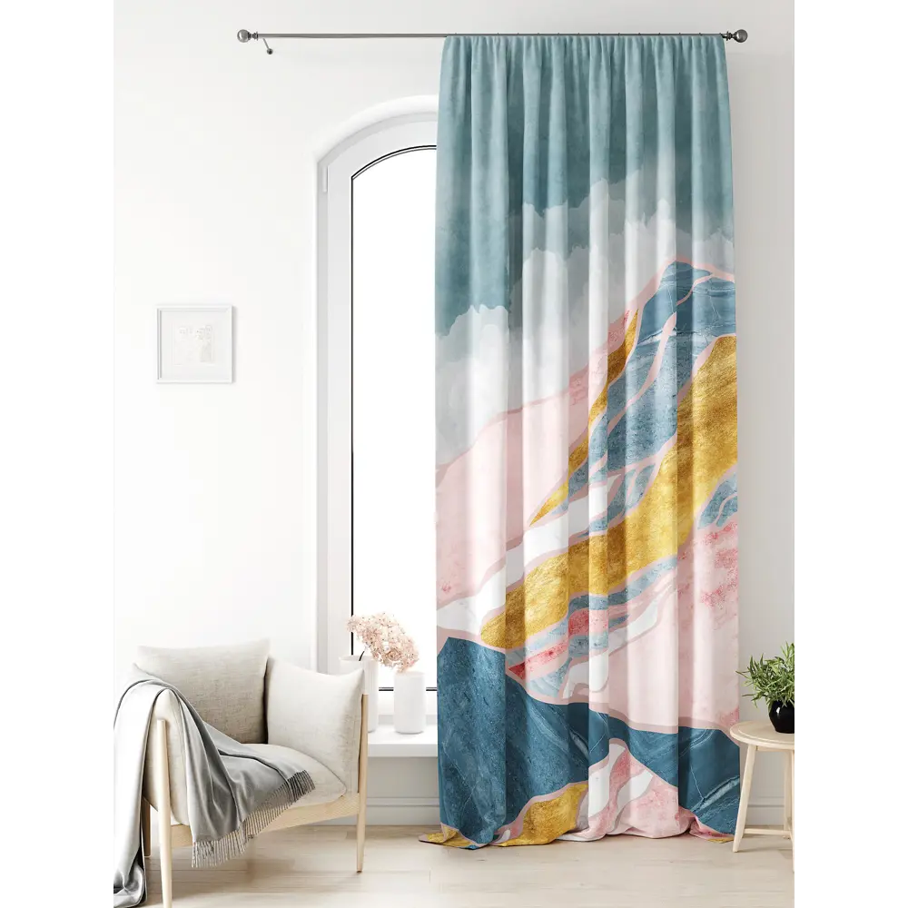 Фото 2 Штора на ленте At Home Лагвинс 150x250 см габардин цвет розовый/золотистый AA581005