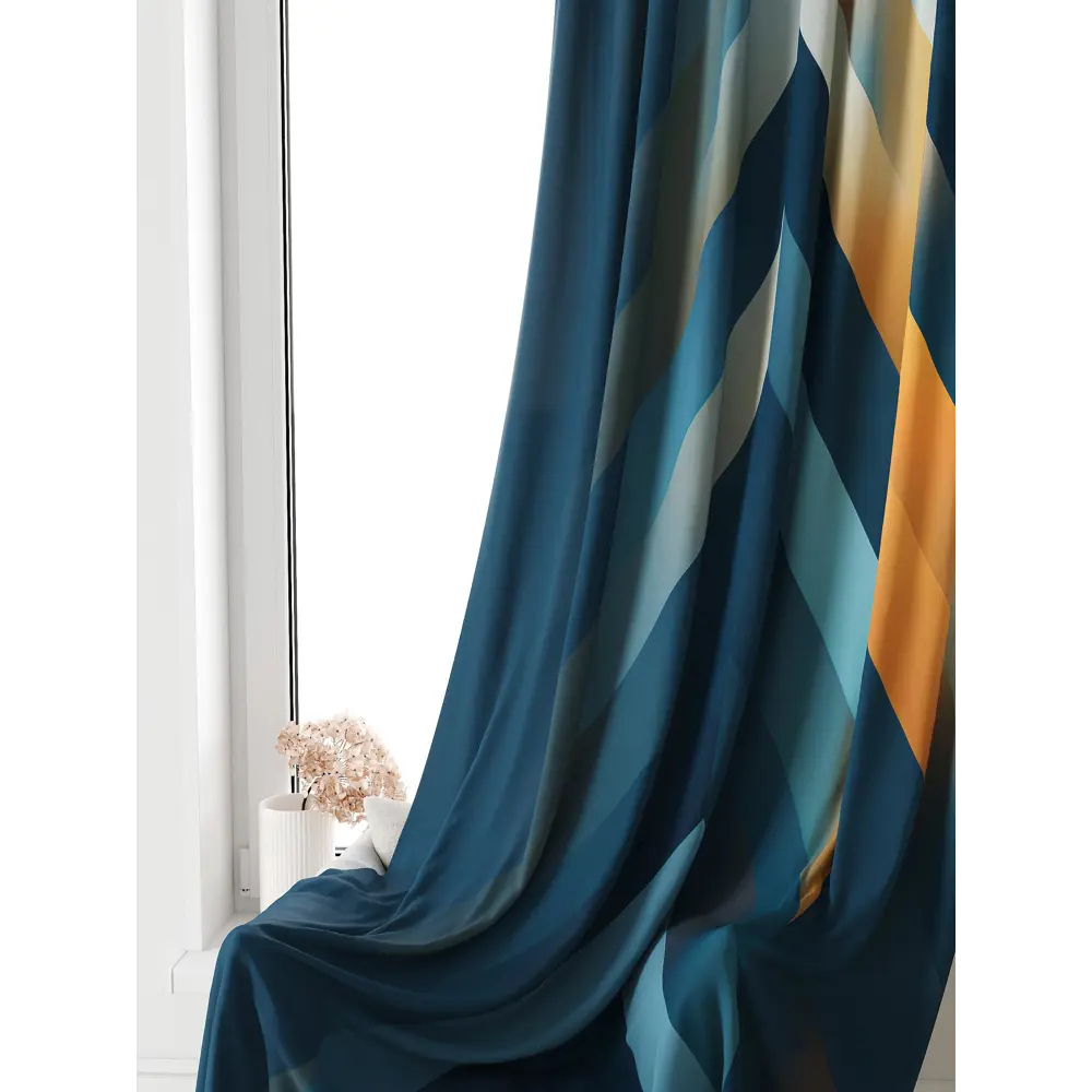 Фото 4 Штора на ленте At Home Лагвинс 150x250 см габардин цвет синий/оранжевый/голубой/зеленый AA581103 Фото 4 Штора на ленте At Home Лагвинс 150x250 см габардин цвет синий/оранжевый/голубой/зеленый AA581103