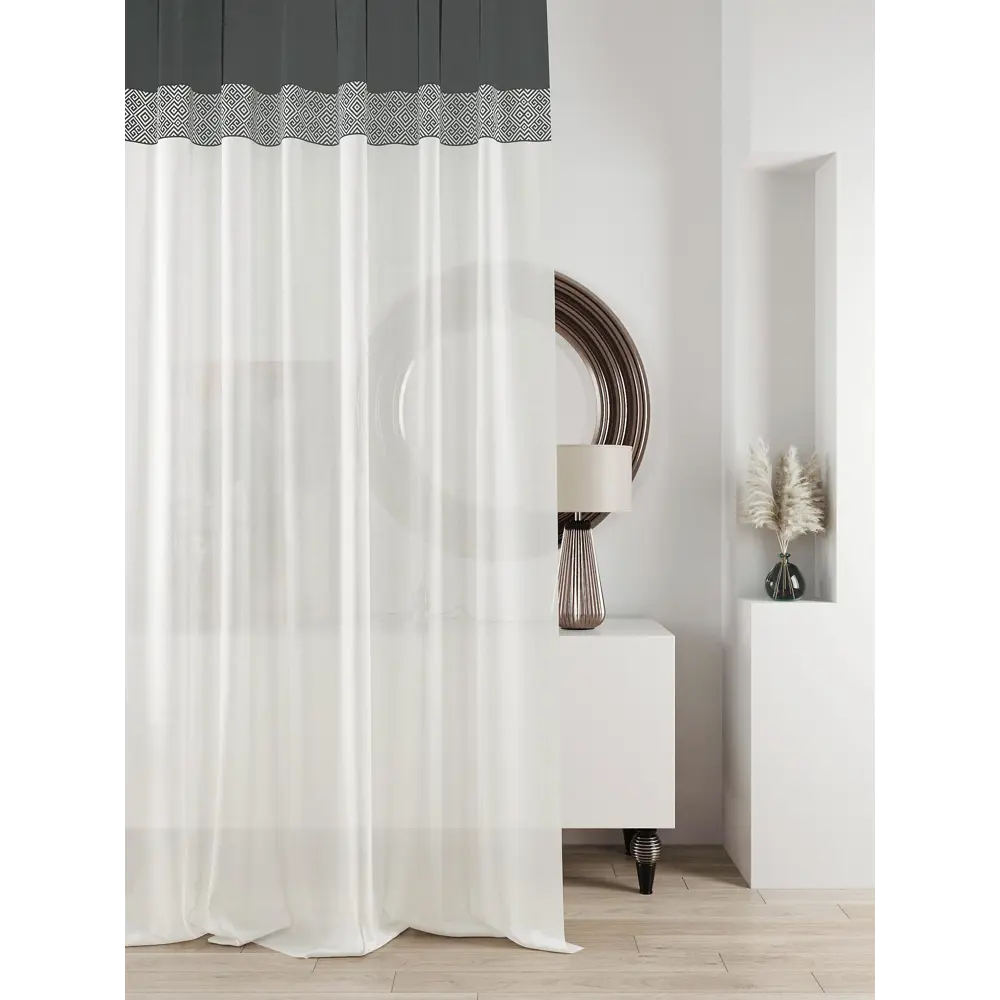 Фото Тюль на ленте At Home Ливартис 150x250 см вуаль цвет черный AA588129 Фото Тюль на ленте At Home Ливартис 150x250 см вуаль цвет черный AA588129