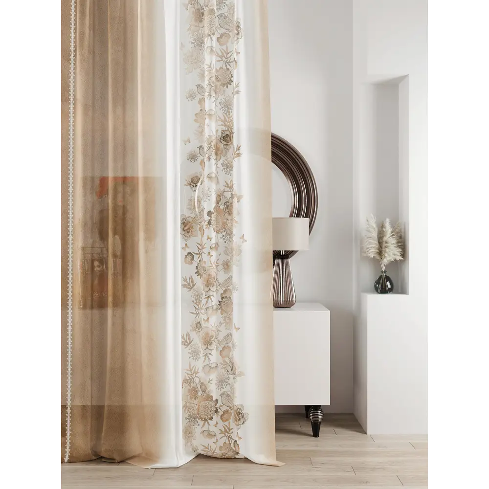 Фото Тюль на ленте At Home Ливартис 150x250 см вуаль цвет белый/коричневый AA588153