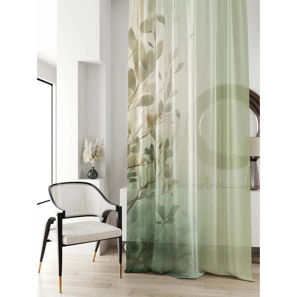 Фото 3 Тюль на ленте At Home Ливартис 150x250 см вуаль цвет зеленый AA588178