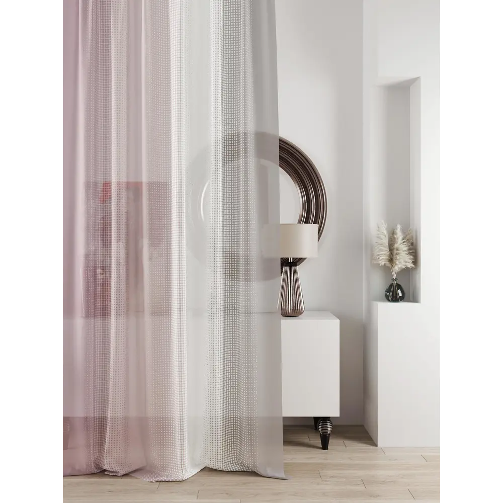 Фото Тюль на ленте At Home Ливартис 150x250 см вуаль цвет белый/розовый AA588006 Фото Тюль на ленте At Home Ливартис 150x250 см вуаль цвет белый/розовый AA588006
