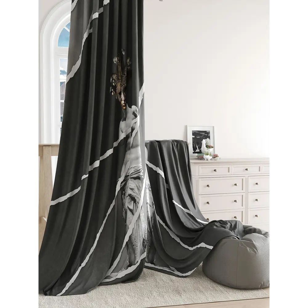 Фото 7 Комплект штор на ленте At Home Миртонкс 150x240 см блэкаут цвет золотистый/серый AA906050 Фото 7 Комплект штор на ленте At Home Миртонкс 150x240 см блэкаут цвет золотистый/серый AA906050