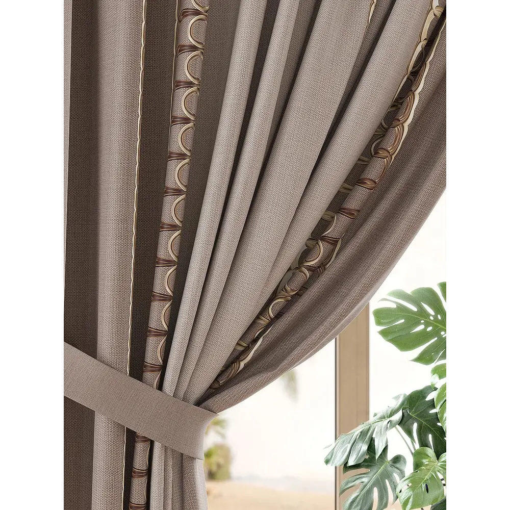 Фото 4 Комплект штор на ленте At Home Роквенорс 150x260 см блэкаут цвет бежевый/оранжевый/золотистый AA950835 Фото 4 Комплект штор на ленте At Home Роквенорс 150x260 см блэкаут цвет бежевый/оранжевый/золотистый AA950835