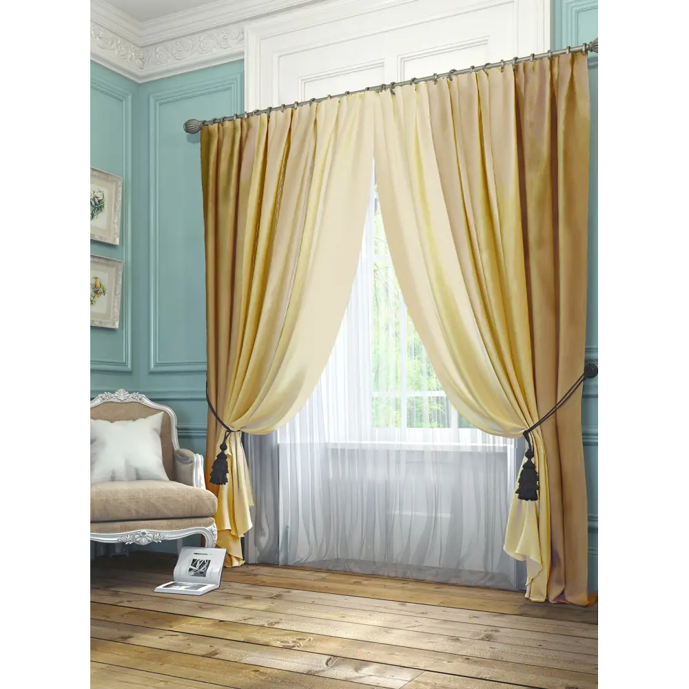 Фото Комплект штор на ленте At Home Ярвис 220x300 см блэкаут цвет коричневый AA993001 Фото Комплект штор на ленте At Home Ярвис 220x300 см блэкаут цвет коричневый AA993001