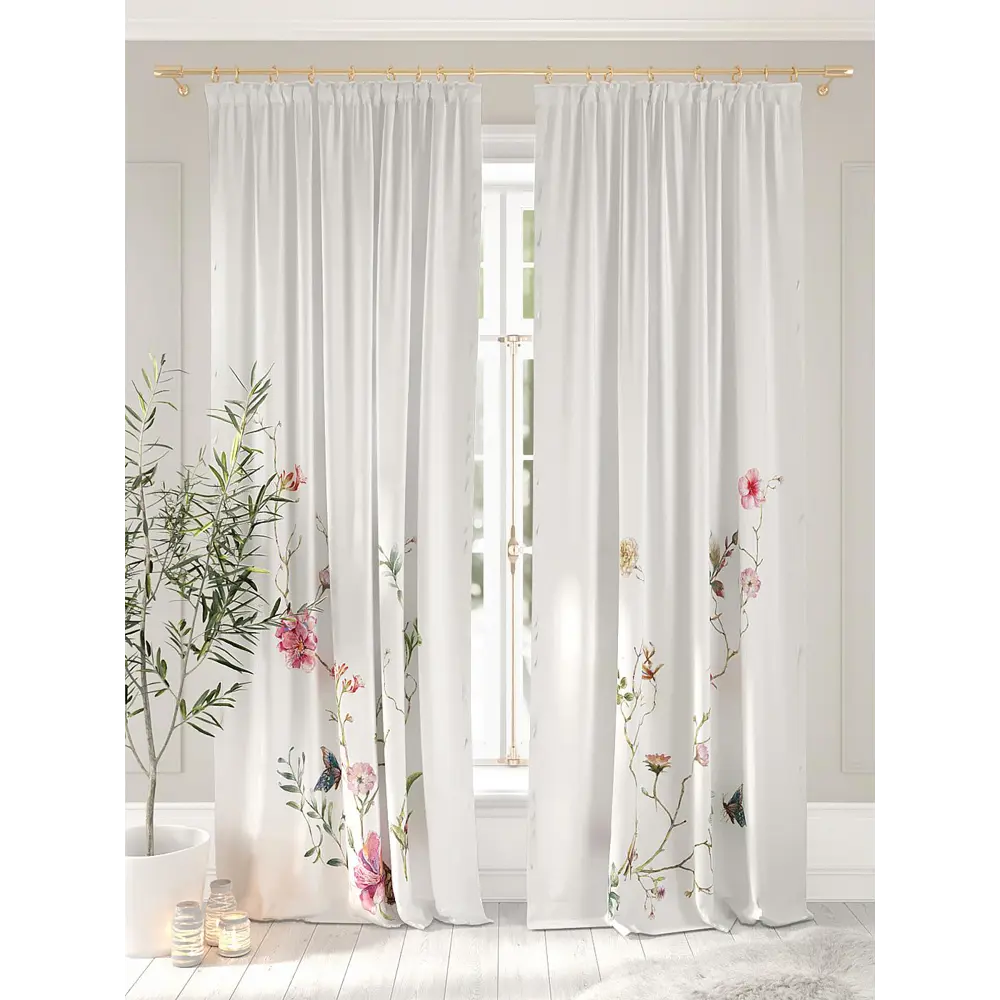 Фото Комплект штор на ленте At Home Одже 150x260 см блэкаут цвет белый AA901167