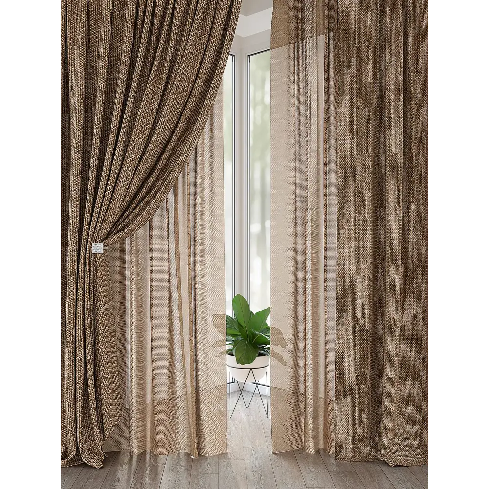 Фото Комплект штор на ленте At Home Лерониос 150x260 см блэкаут цвет коричневый AA526012 Фото Комплект штор на ленте At Home Лерониос 150x260 см блэкаут цвет коричневый AA526012