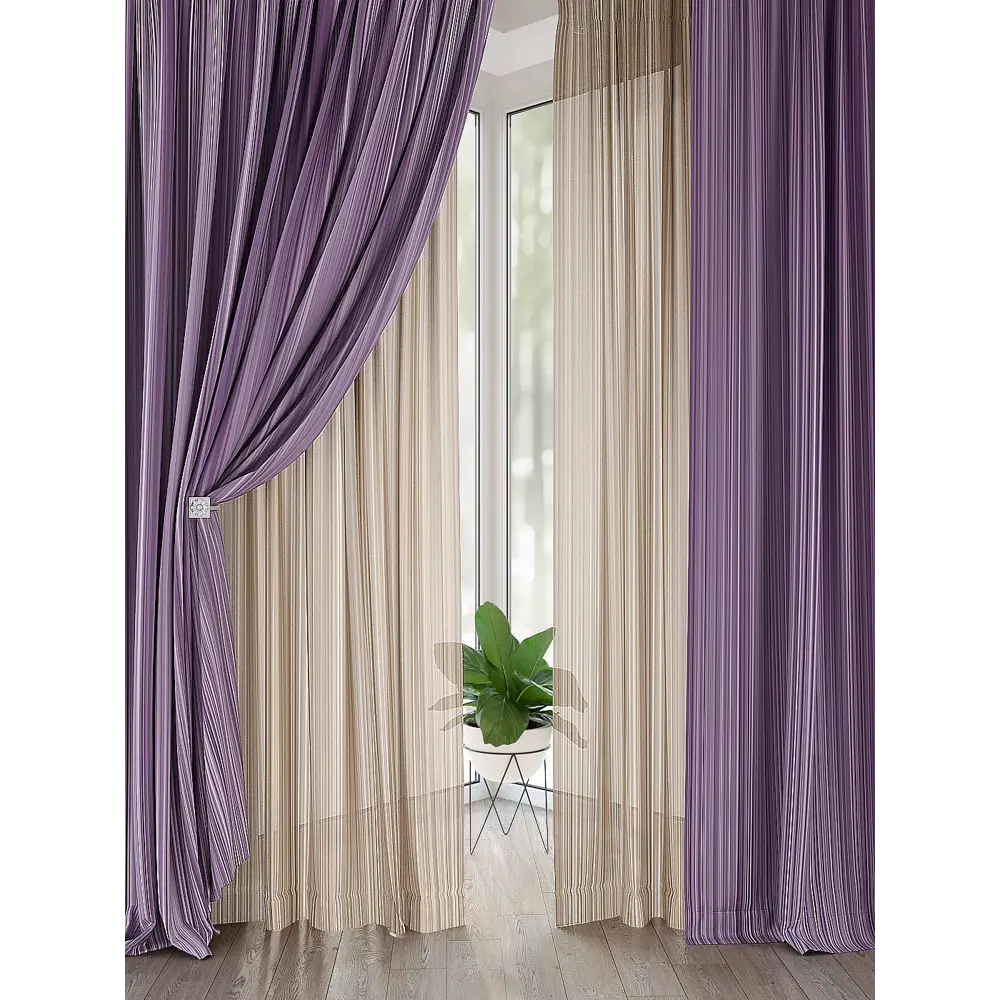 Фото Комплект штор на ленте At Home Лингрони 150x260 см блэкаут цвет фиолетовый AA526040 Фото Комплект штор на ленте At Home Лингрони 150x260 см блэкаут цвет фиолетовый AA526040