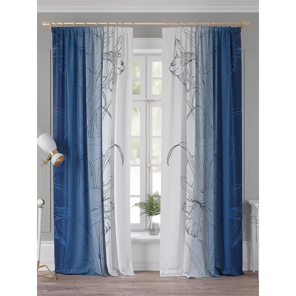 Фото Комплект штор на ленте At Home Гениренс 150x260 см габардин цвет серебристый/белый/серый AA958453 Фото Комплект штор на ленте At Home Гениренс 150x260 см габардин цвет серебристый/белый/серый AA958453
