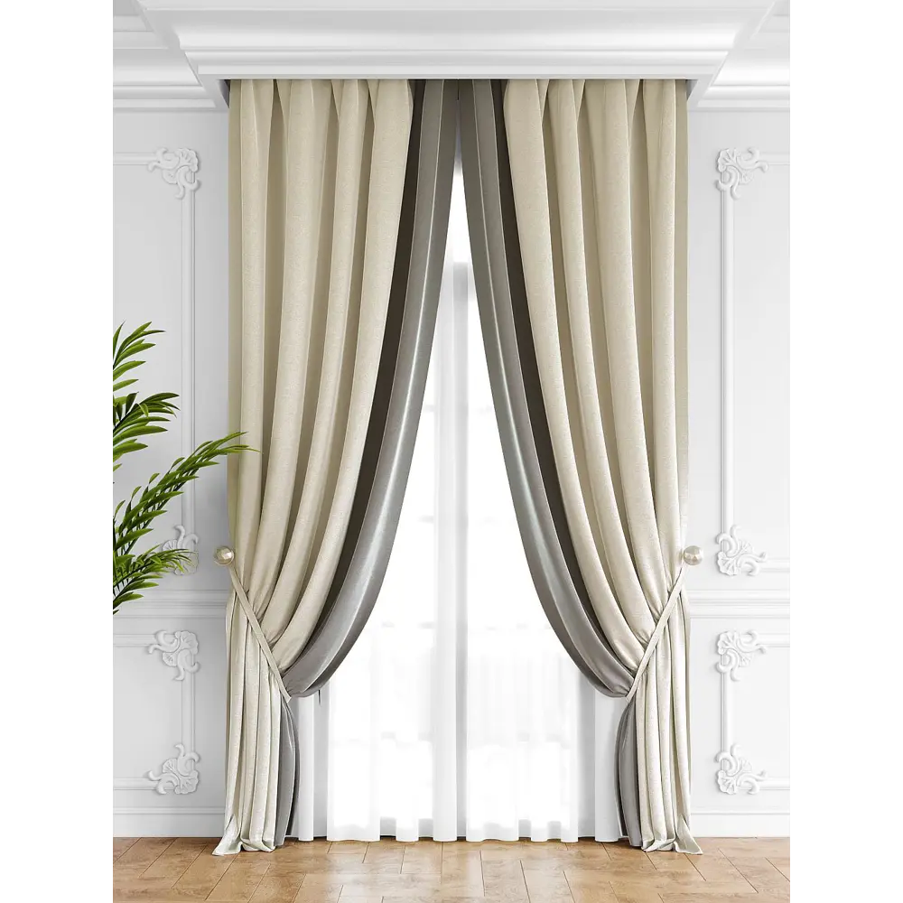 Фото 2 Комплект штор на ленте At Home Твеон 180x280 см бархат цвет черный AA206193-280