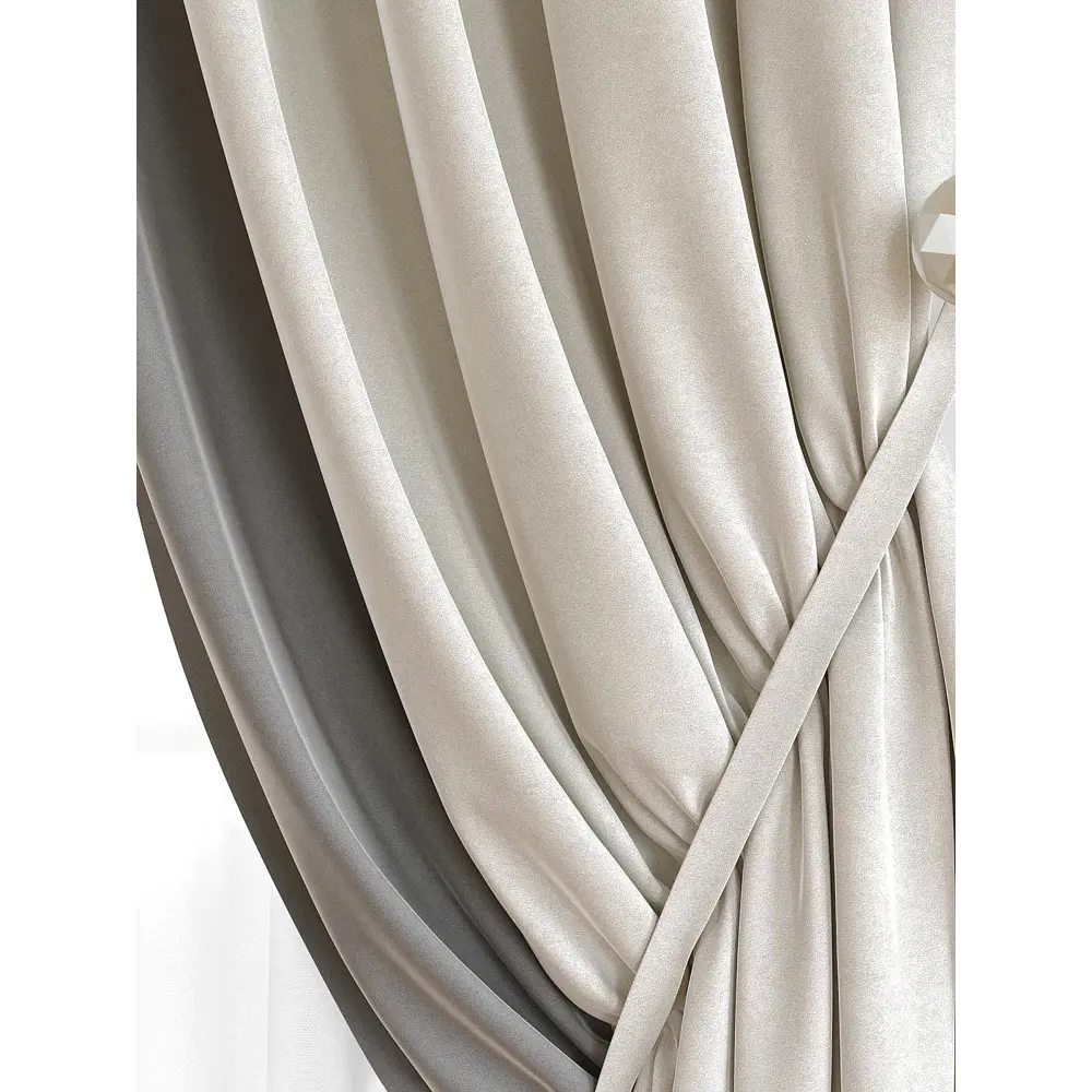 Фото 3 Комплект штор на ленте At Home Твеон 180x280 см бархат цвет черный AA206193-280