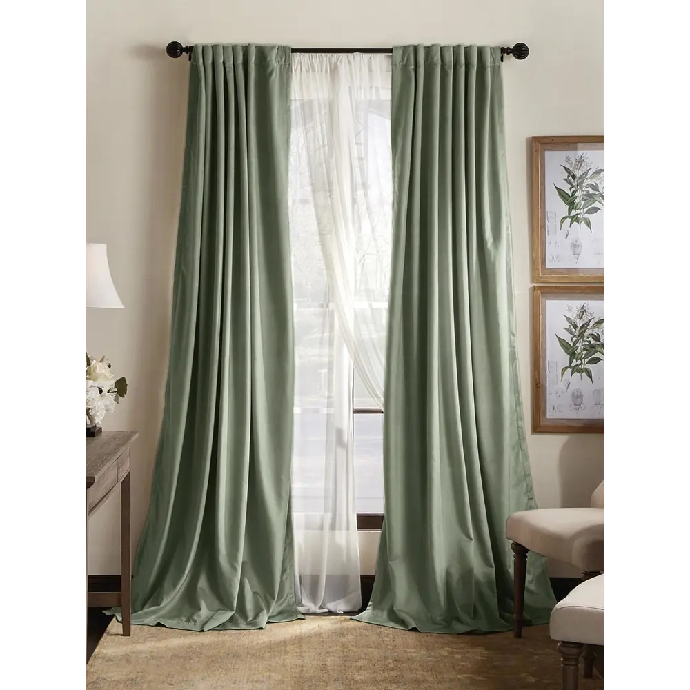 Фото 2 Комплект штор на ленте At Home Латойн 150x290 см бархат цвет зеленый AA213008-290 Фото 2 Комплект штор на ленте At Home Латойн 150x290 см бархат цвет зеленый AA213008-290