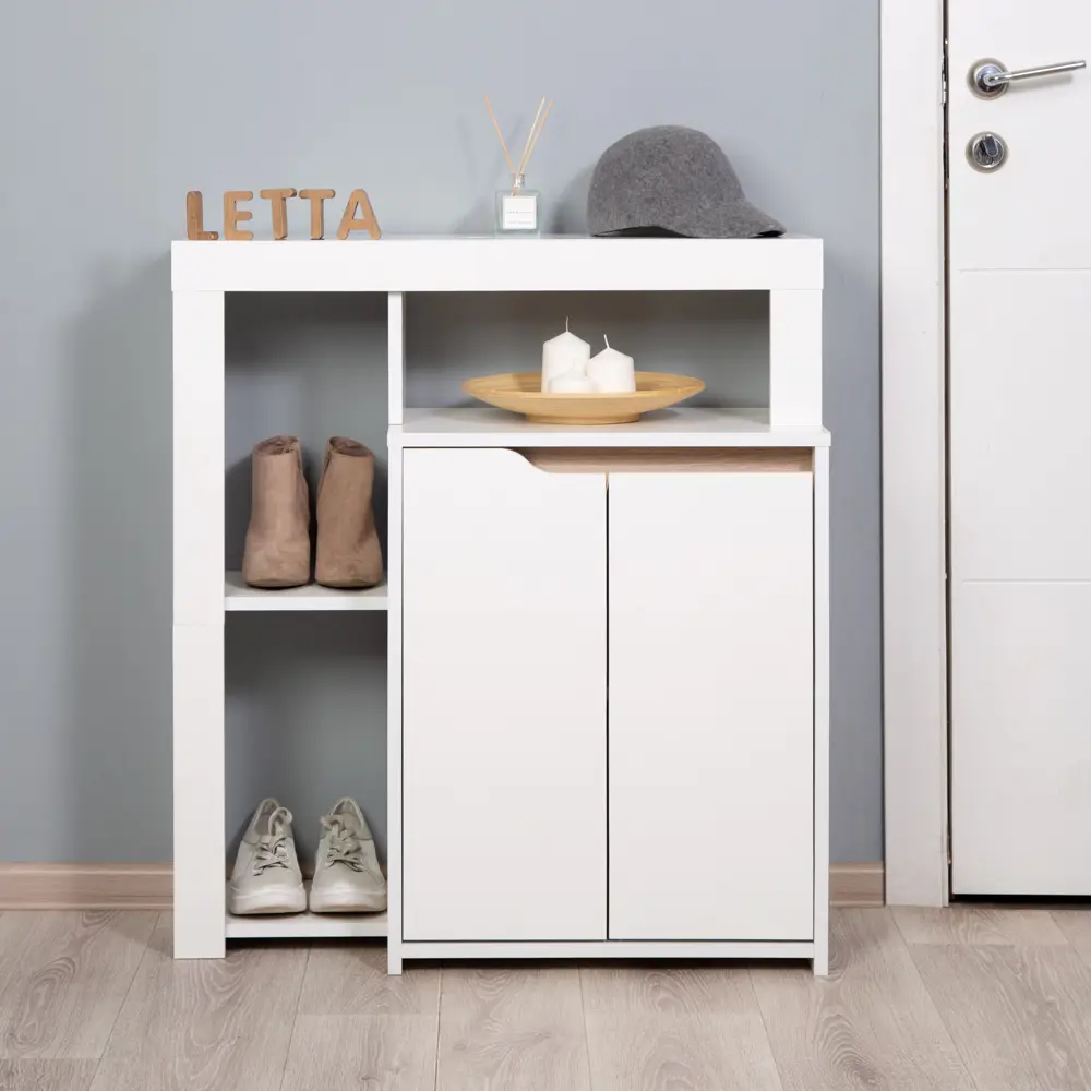 Фото 5 Комод Letta Комод 78x33.4x87 см лавсан цвет белое тиснение/дуб сонома Фото 5 Комод Letta Комод 78x33.4x87 см лавсан цвет белое тиснение/дуб сонома