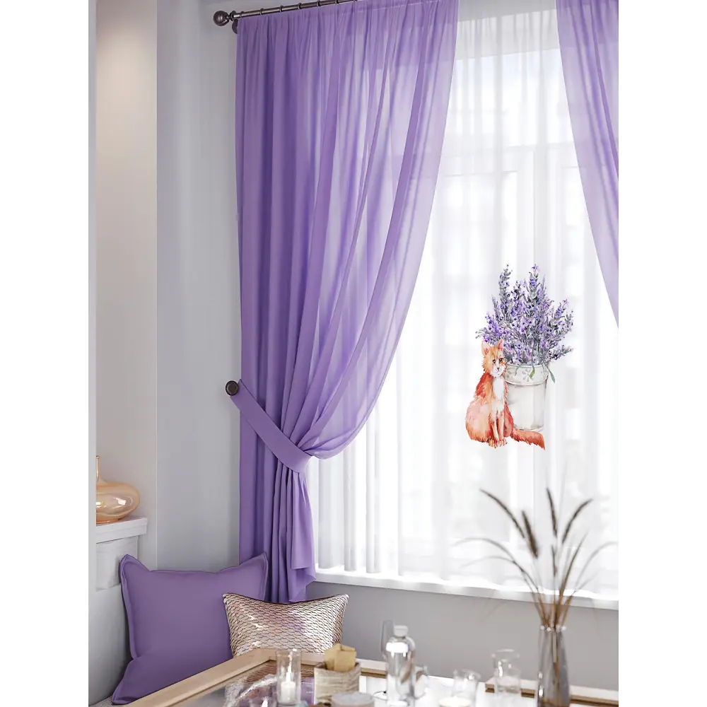 Фото 2 Тюль на ленте At Home Тенмикас 145x180 см вуаль цвет оранжевый/фиолетовый AA550365