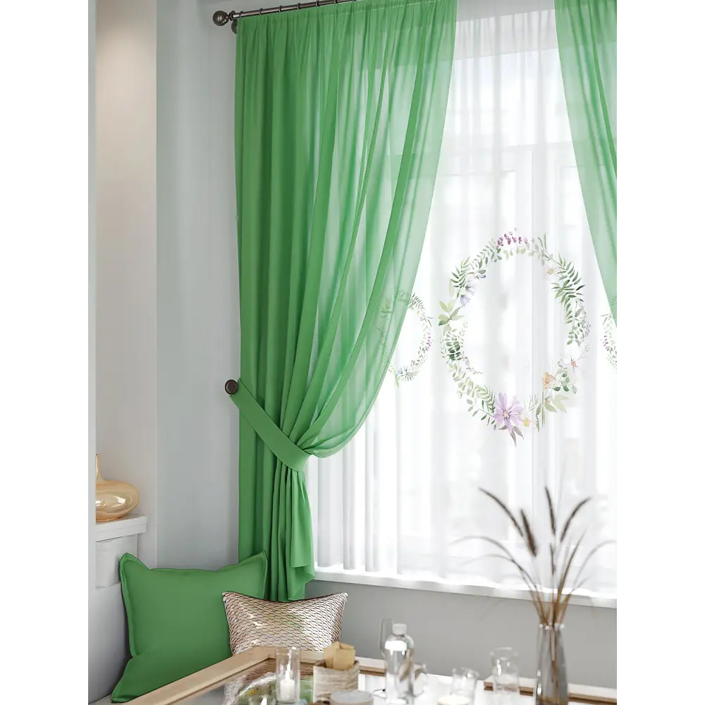 Фото 2 Тюль на ленте At Home Неркмас 145x180 см вуаль цвет оранжевый/розовый/зеленый AA550406 Фото 2 Тюль на ленте At Home Неркмас 145x180 см вуаль цвет оранжевый/розовый/зеленый AA550406