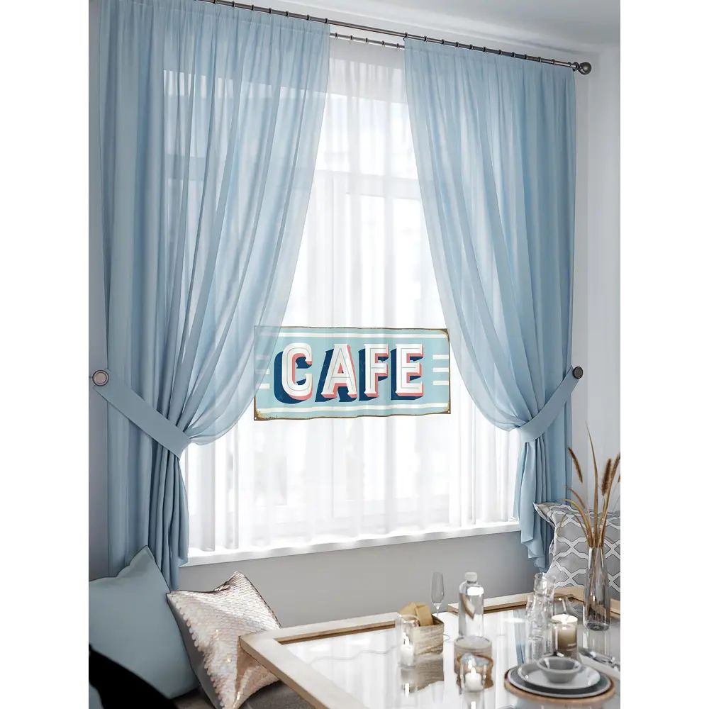Фото 3 Тюль на ленте At Home Канфрис 145x180 см вуаль цвет бирюзовый AA550393 Фото 3 Тюль на ленте At Home Канфрис 145x180 см вуаль цвет бирюзовый AA550393