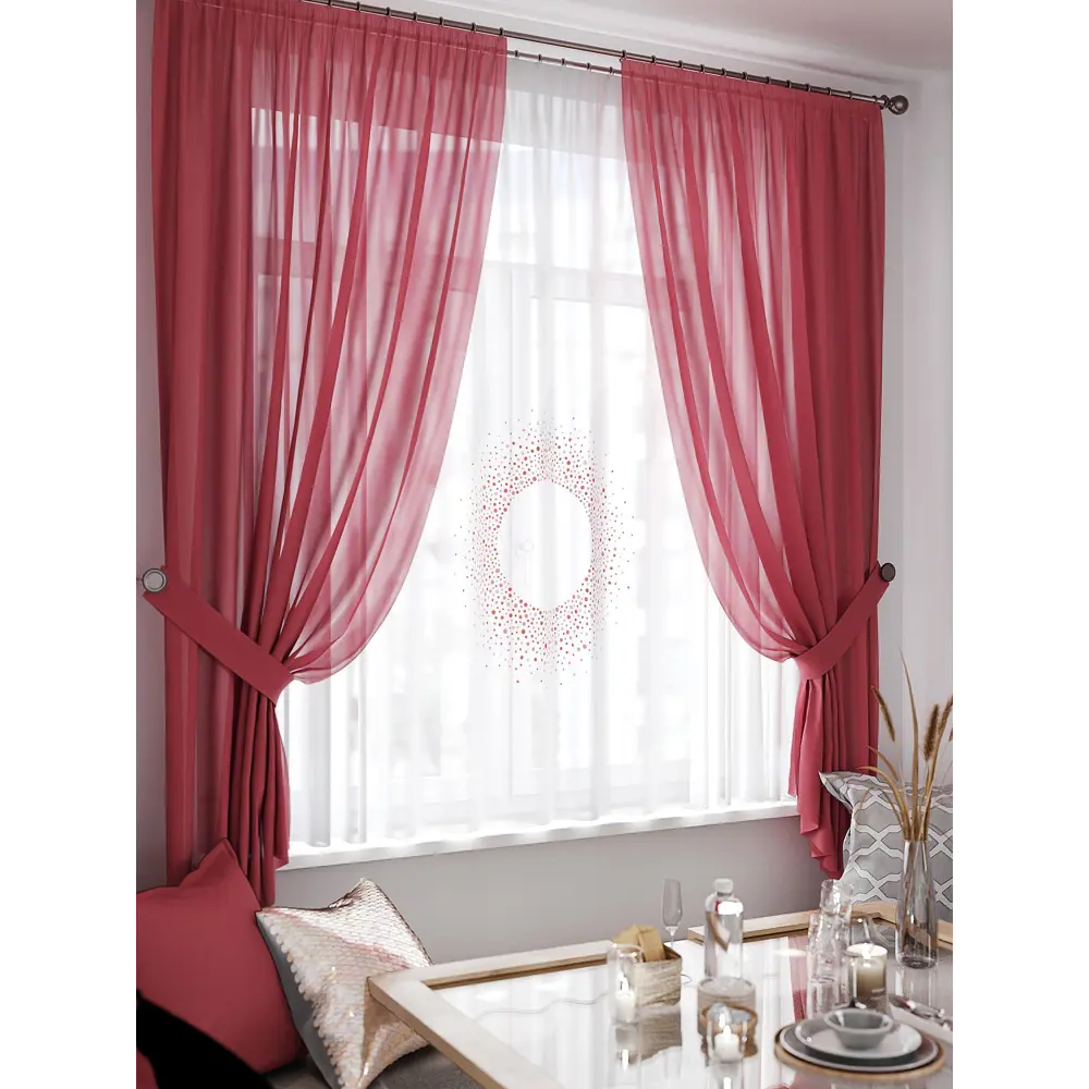 Фото 3 Тюль на ленте At Home Бронмерс 145x180 см вуаль цвет красный AA550346 Фото 3 Тюль на ленте At Home Бронмерс 145x180 см вуаль цвет красный AA550346