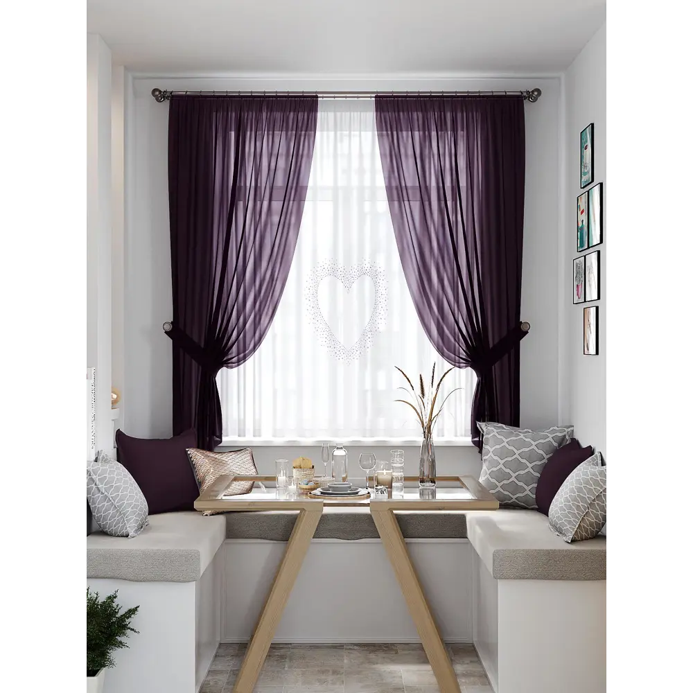 Фото Тюль на ленте At Home Ринивис 145x180 см вуаль цвет фиолетовый AA550376 Фото Тюль на ленте At Home Ринивис 145x180 см вуаль цвет фиолетовый AA550376