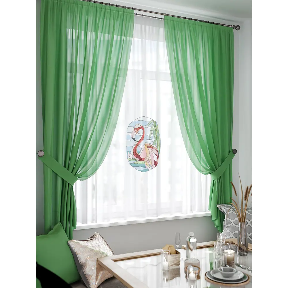 Фото 3 Тюль на ленте At Home Римокрис 145x180 см вуаль цвет серый/розовый/зеленый AA550415 Фото 3 Тюль на ленте At Home Римокрис 145x180 см вуаль цвет серый/розовый/зеленый AA550415