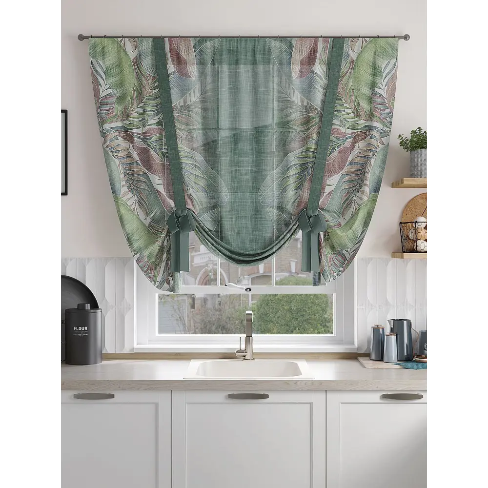 Фото 3 Тюль на ленте At Home Мирвонтор 150x150 см вуаль цвет коричневый AA518212