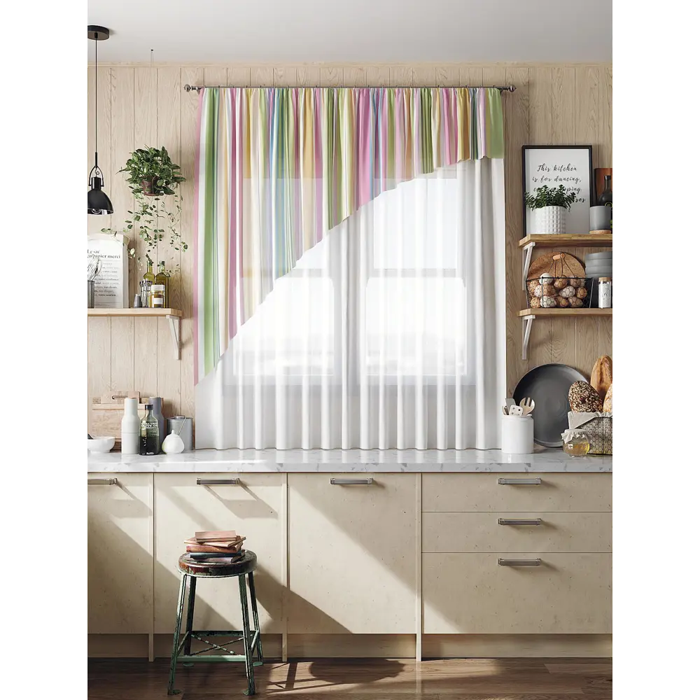Фото 3 Тюль на ленте At Home Сегиз 280x160 см вуаль цвет белый/синий/желтый/голубой/зеленый AA516005 Фото 3 Тюль на ленте At Home Сегиз 280x160 см вуаль цвет белый/синий/желтый/голубой/зеленый AA516005