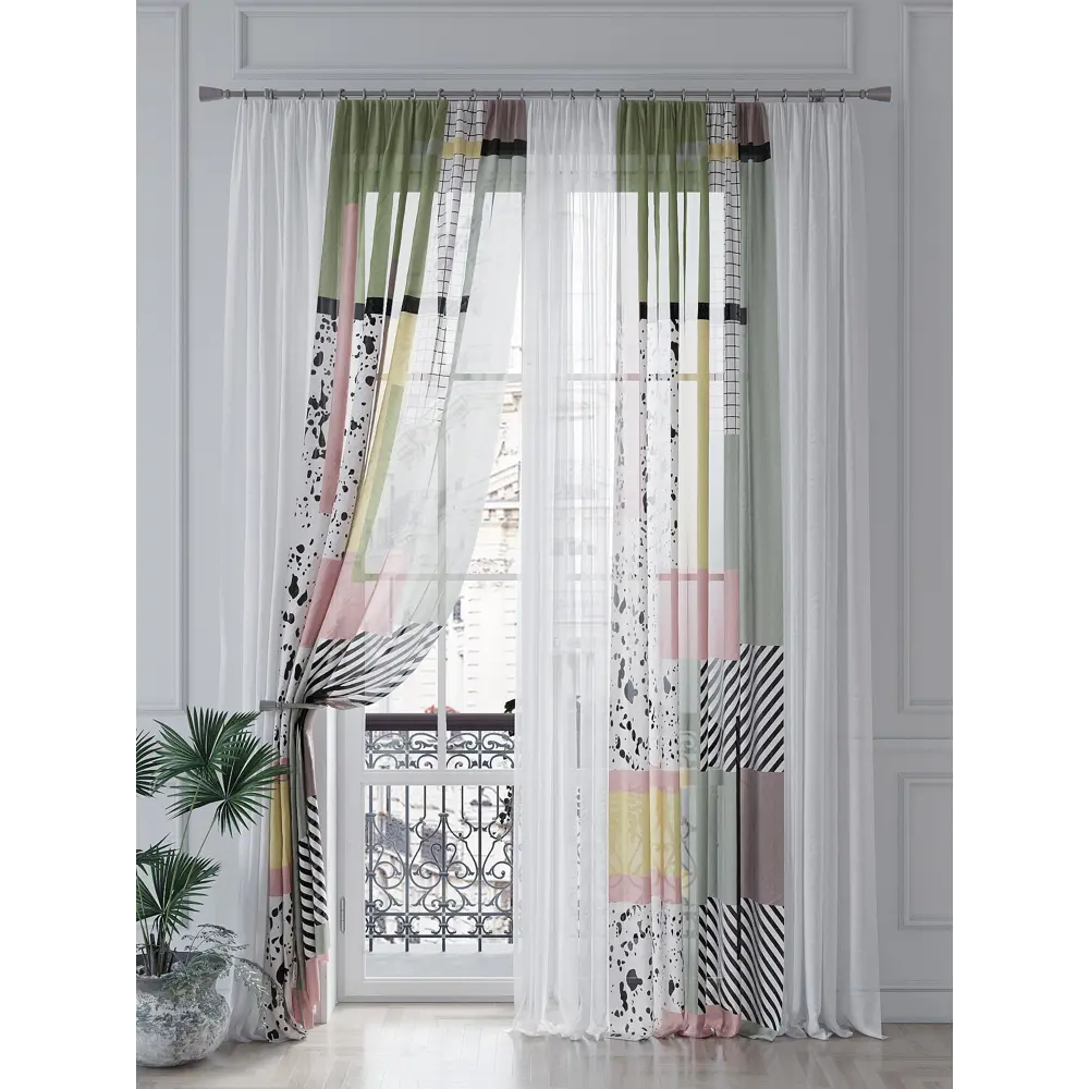 Фото 5 Тюль на ленте At Home Неконлис 150x250 см вуаль цвет белый/зеленый AA542173250 Фото 5 Тюль на ленте At Home Неконлис 150x250 см вуаль цвет белый/зеленый AA542173250